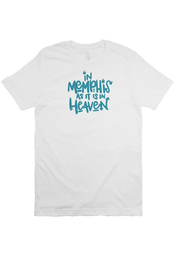 Sky Blue/White "In Memphis As It Is In Heaven" Classic Screen Print T Shirt